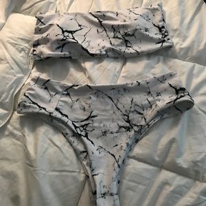 Marble Print Bikini - Size Medium